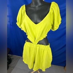 Vibrant Yellow Cutout Romper